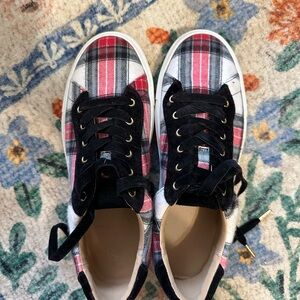 Worn once LOFT Plaid Sneakers - Red, Black, White